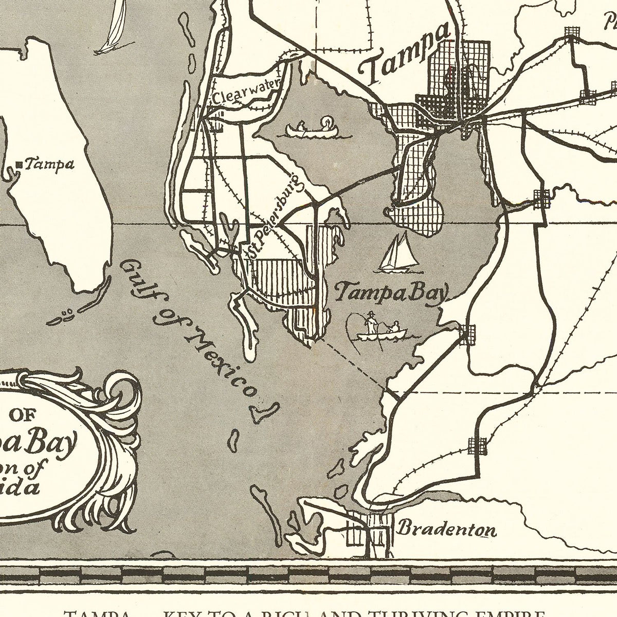 Restored historic details from the 1928 city map of Tampa, Florida