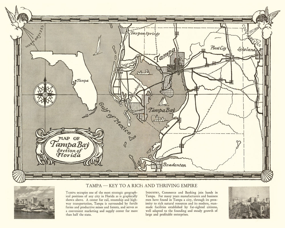 Vintage Map of Tampa, Florida 1928 print style example