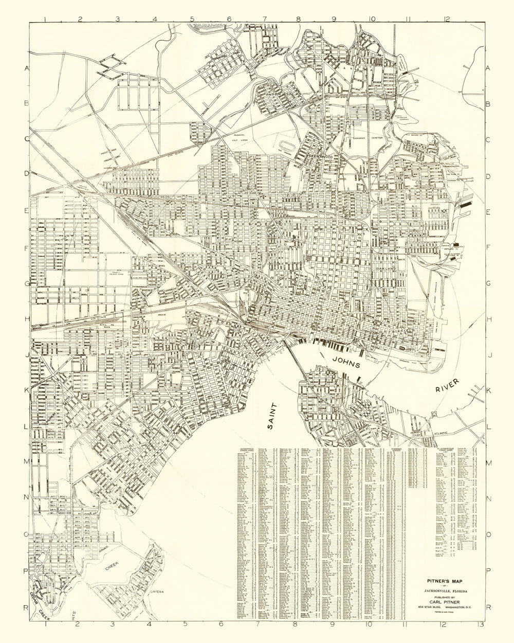 Vintage Map of Jacksonville, Florida 1929 print style example