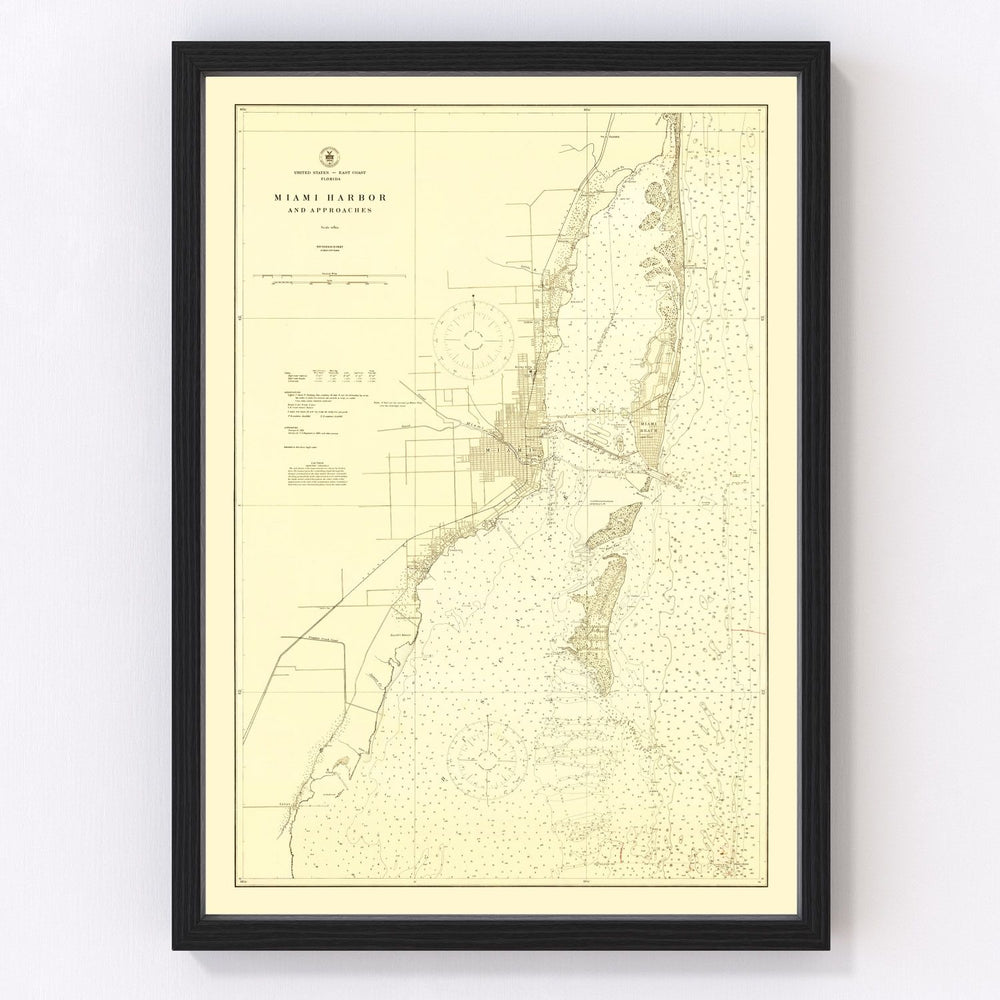 Miami Harbor Vintage Map 1924