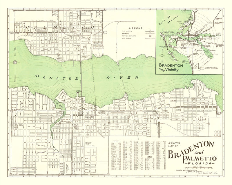 Size comparison using Vintage Map of Bradenton, Florida 1940