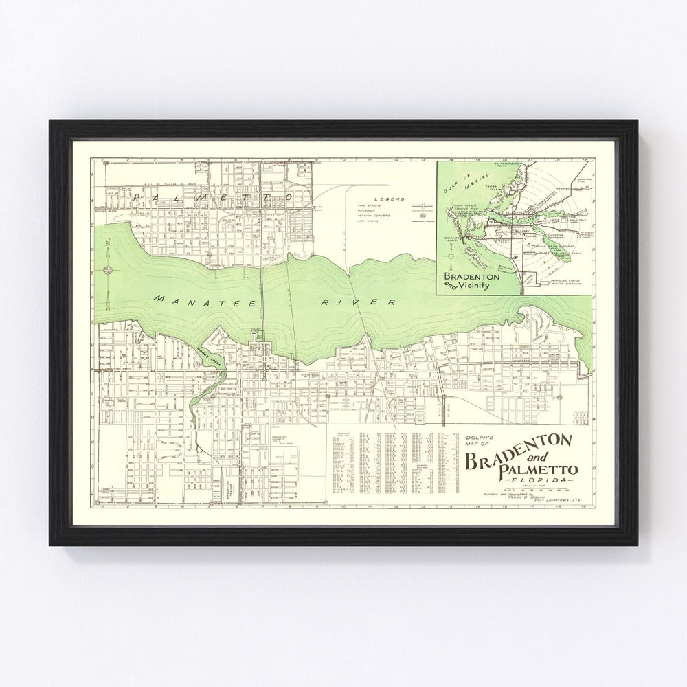 Bradenton Vintage Map 1940