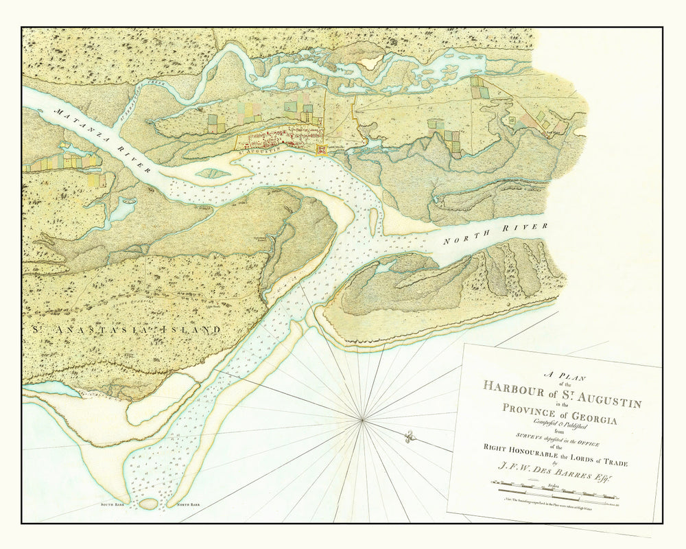 Vintage Map of St. Augustin Harbor, 1780 print style example