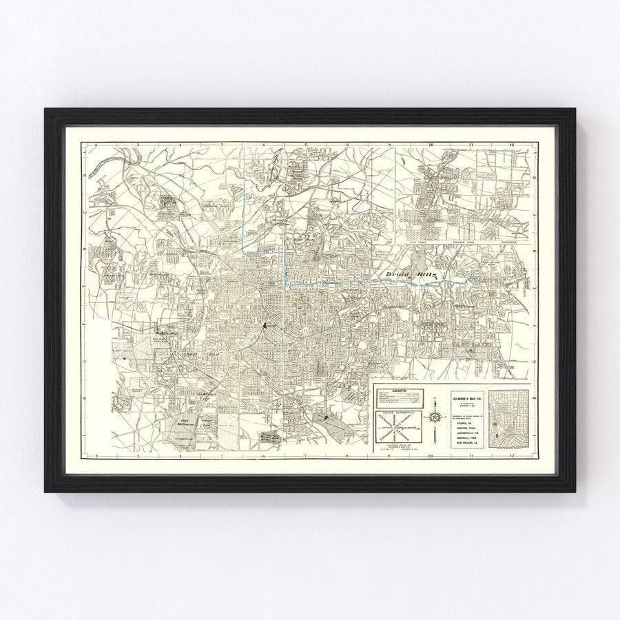 Vintage Map of Atlanta, Georgia 1947