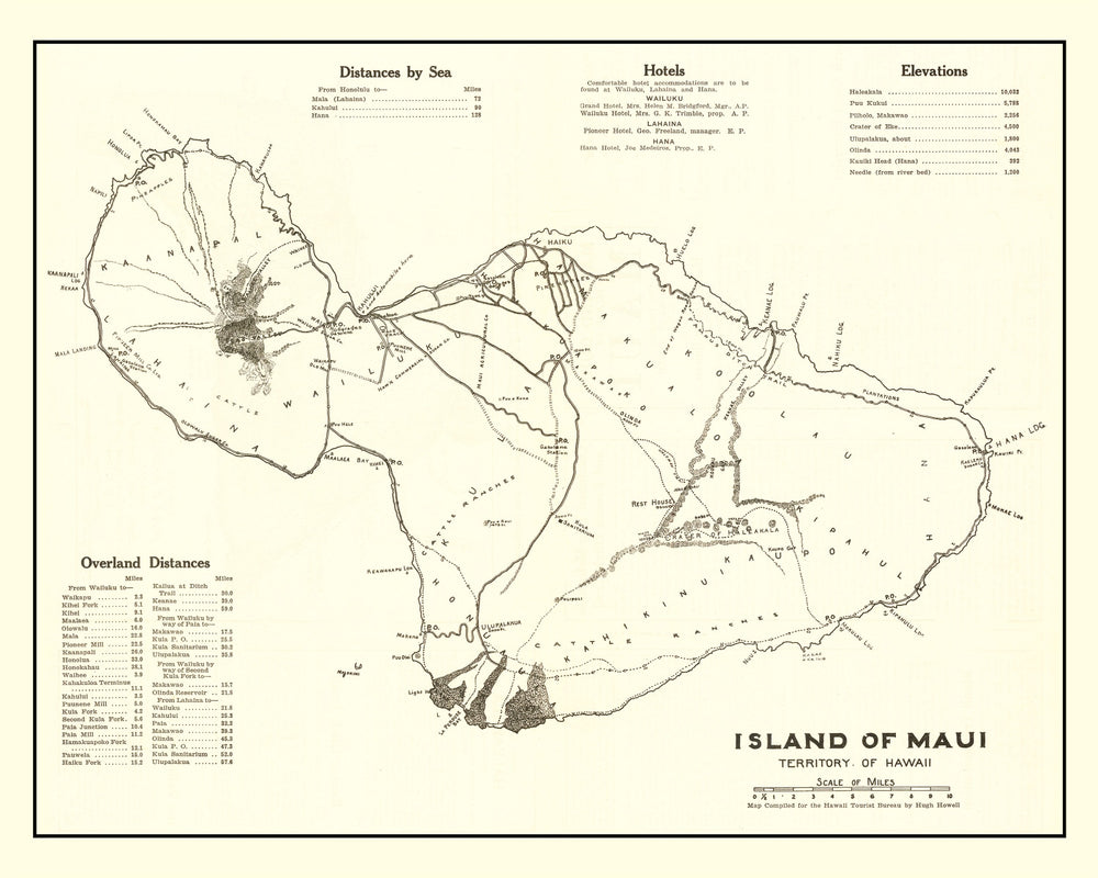 Vintage Map of Maui, 1924 print style example