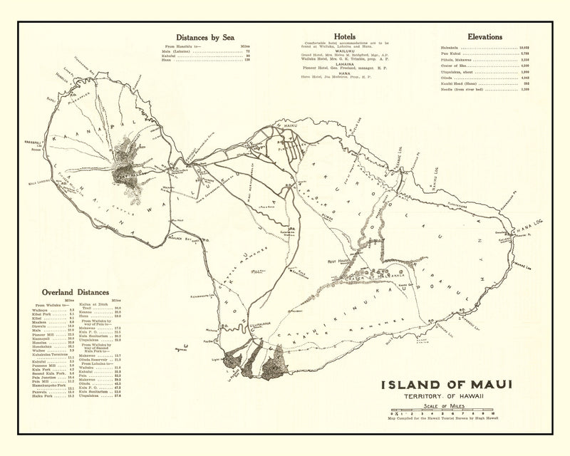 Size comparison using Vintage Map of Maui, 1924