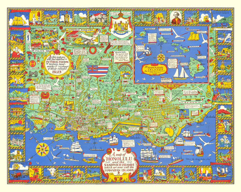 Size comparison using Vintage Map of Honolulu, Hawaii 1927
