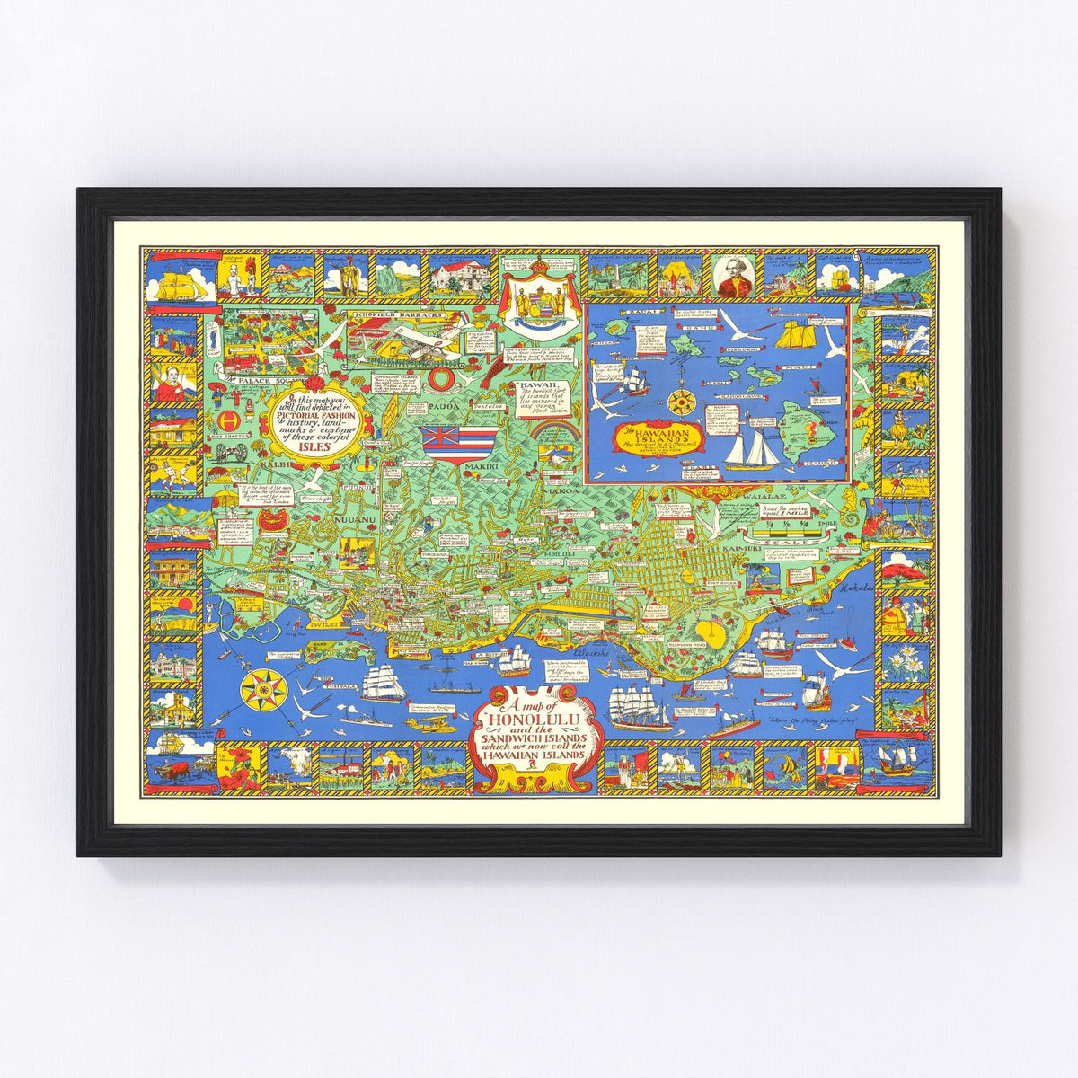 Honolulu Vintage Map 1927