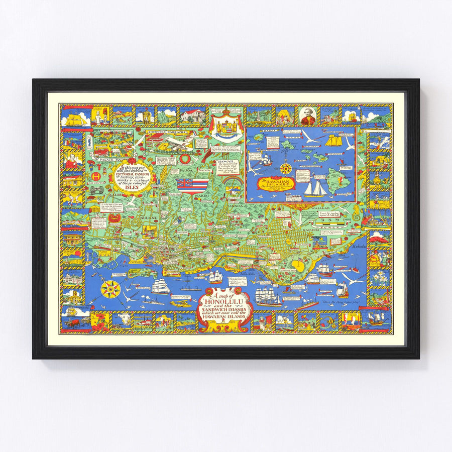 Honolulu Vintage Map 1927