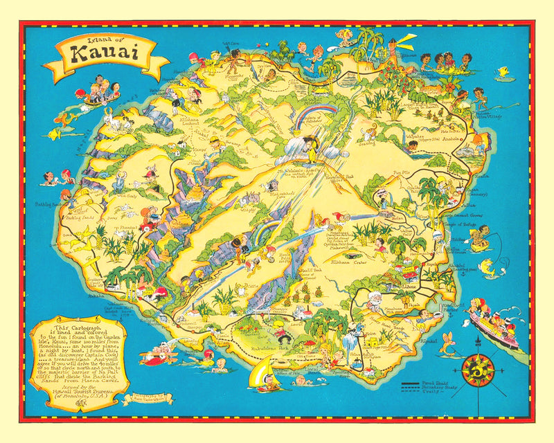 Size comparison using Vintage Map of Kauai, 1931