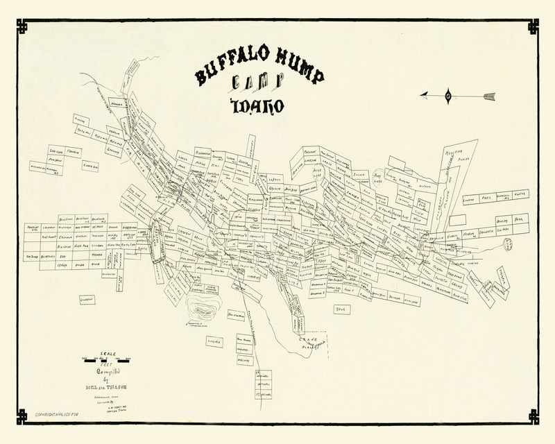 Size comparison using Vintage Map of Buffalo Hump Camp, 1899