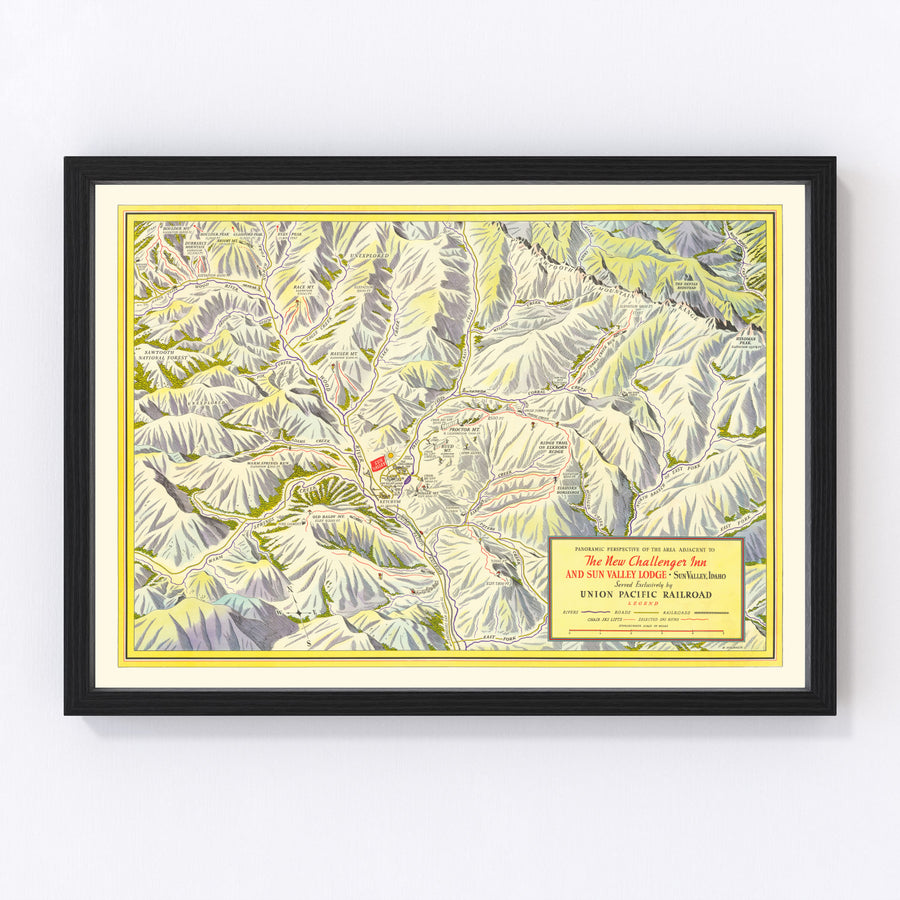 Vintage Map of Sun Valley Ski Trail, 1937