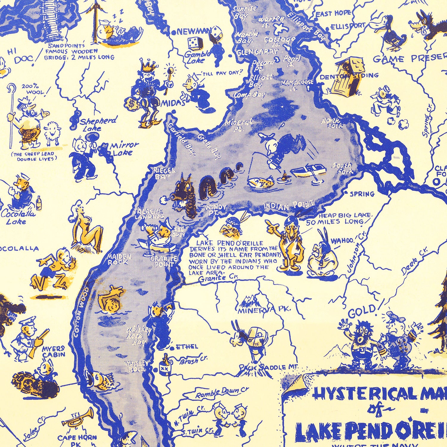 Restored historic details from the 1944 body of water map of County, Idaho