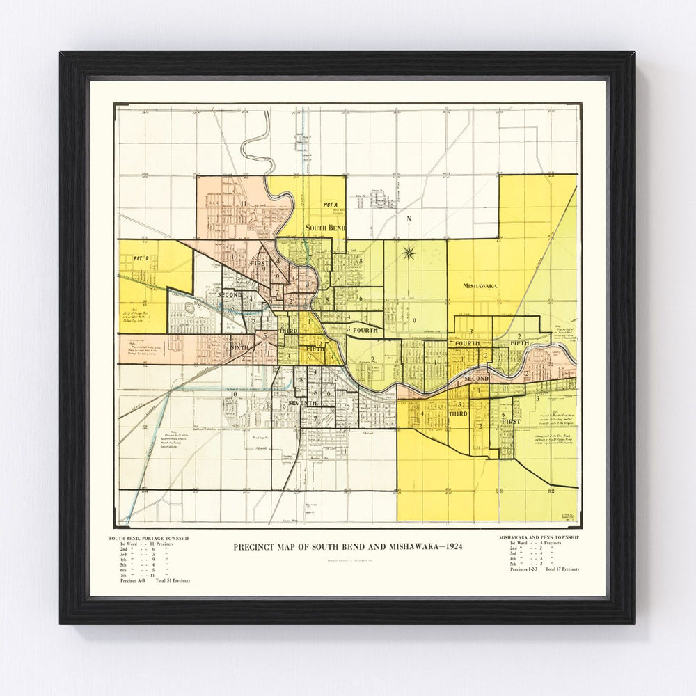 South Bend Vintage Map 1924