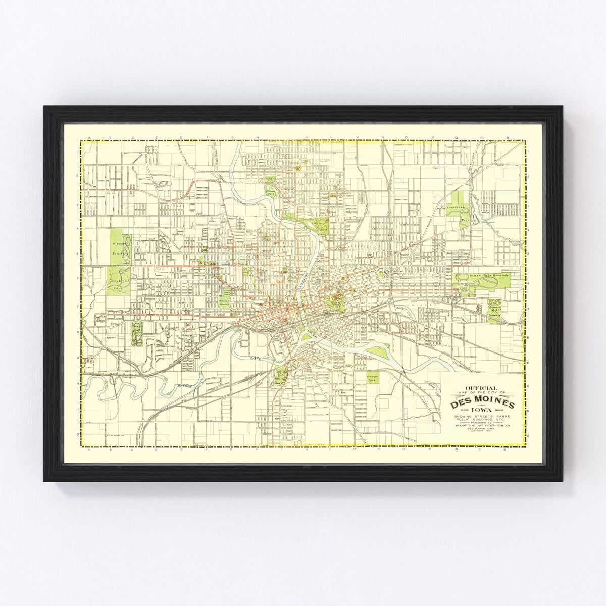 Des Moines Vintage Map 1920