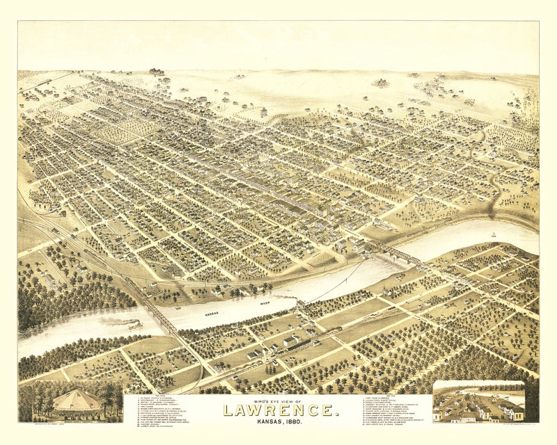Size comparison using Vintage Map of Lawrence, Kansas 1880