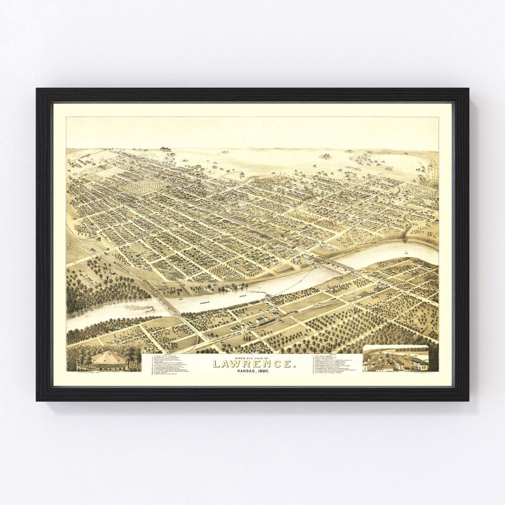 Lawrence Vintage Map 1880
