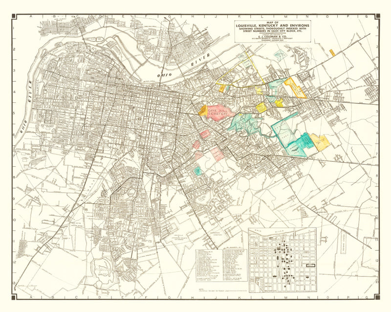 Size comparison using Vintage Map of Louisville, Kentucky 1943