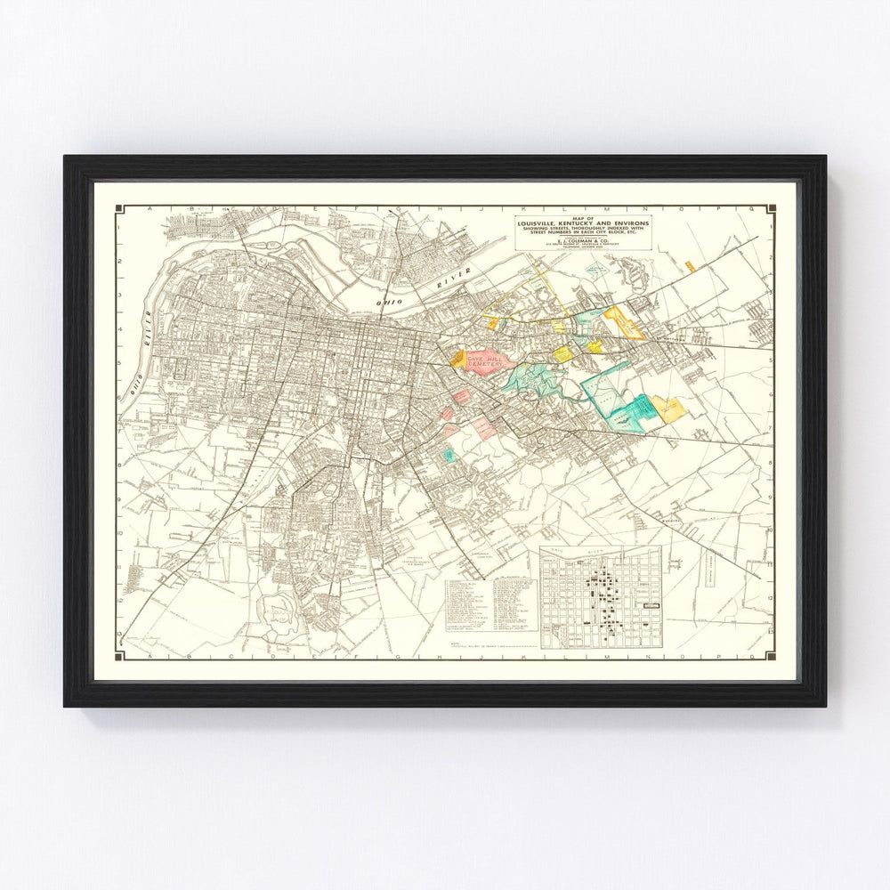 Louisville Vintage Map 1943