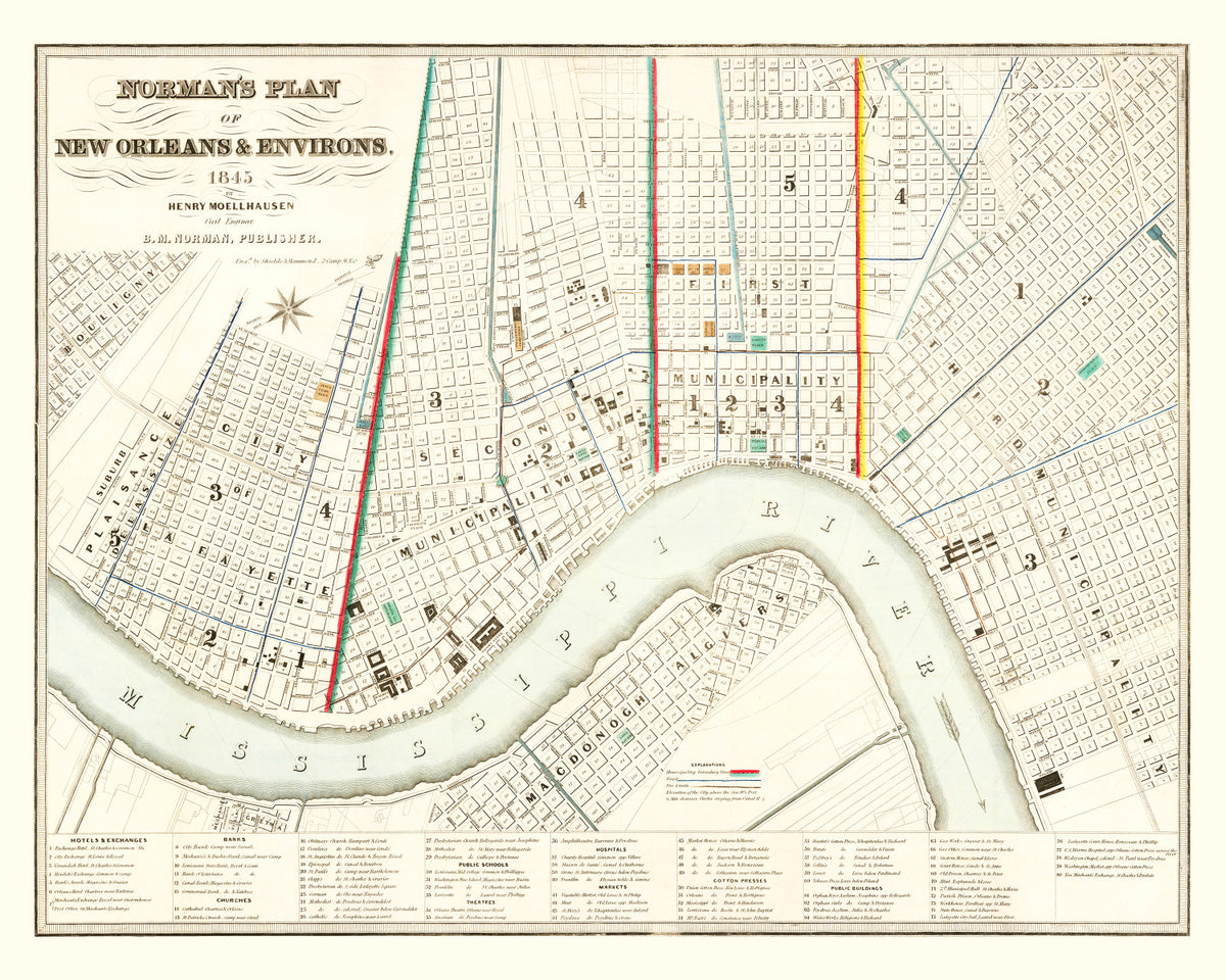 Preview of Vintage Map of New Orleans, Louisiana 1845