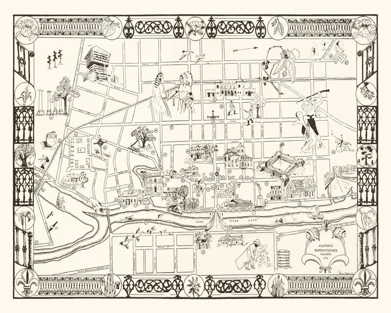 Size comparison using Vintage Map of Natchitoches, Louisiana 1941