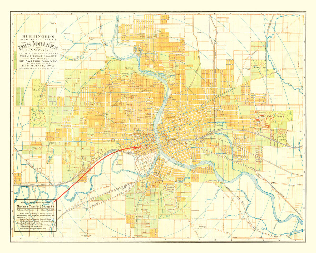 Preview of Vintage Map of Des Moines, Iowa 1910