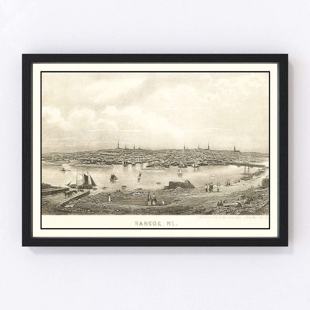 Bangor Vintage Map 1850
