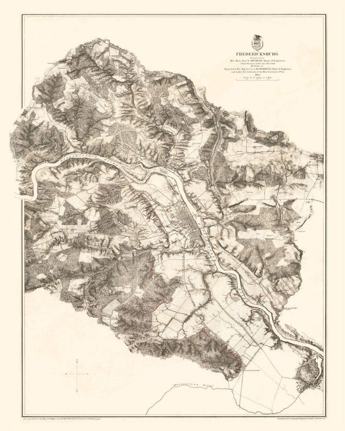 Preview of Vintage Map of Fredericksburg, 1867