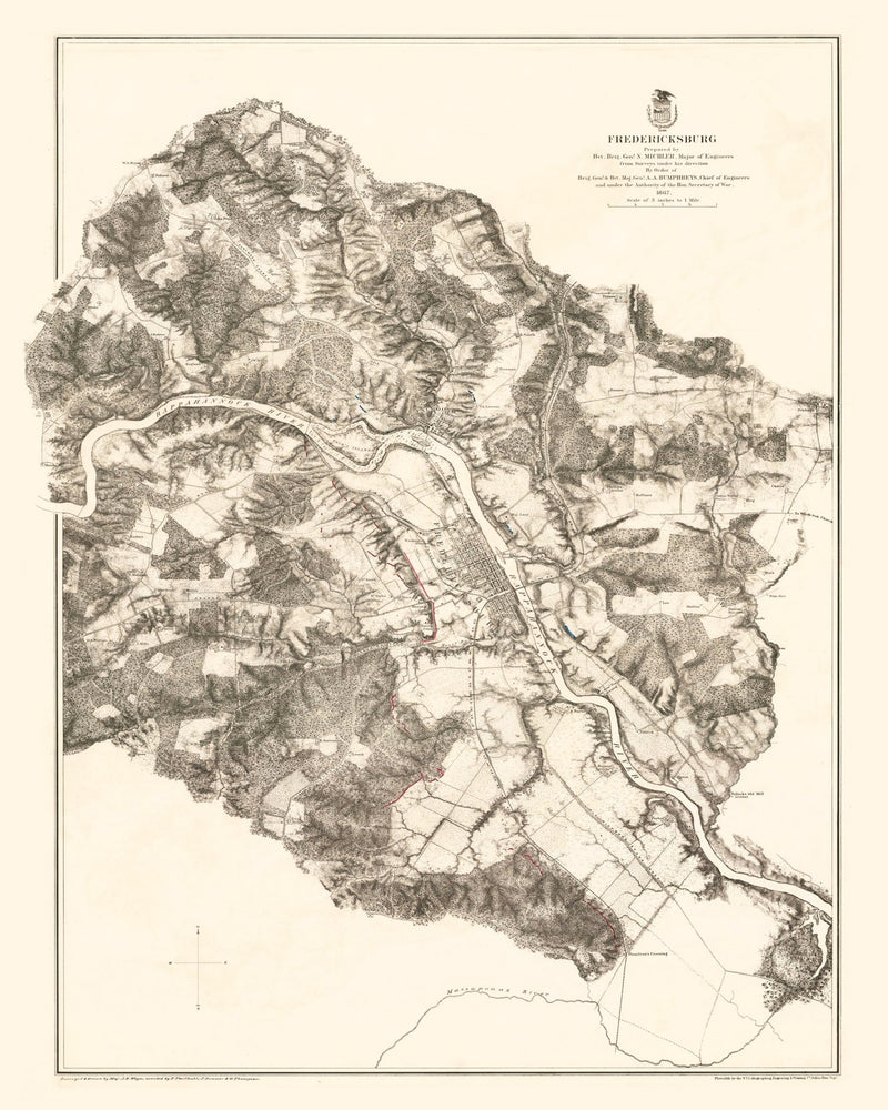 Size comparison using Vintage Map of Fredericksburg, 1867