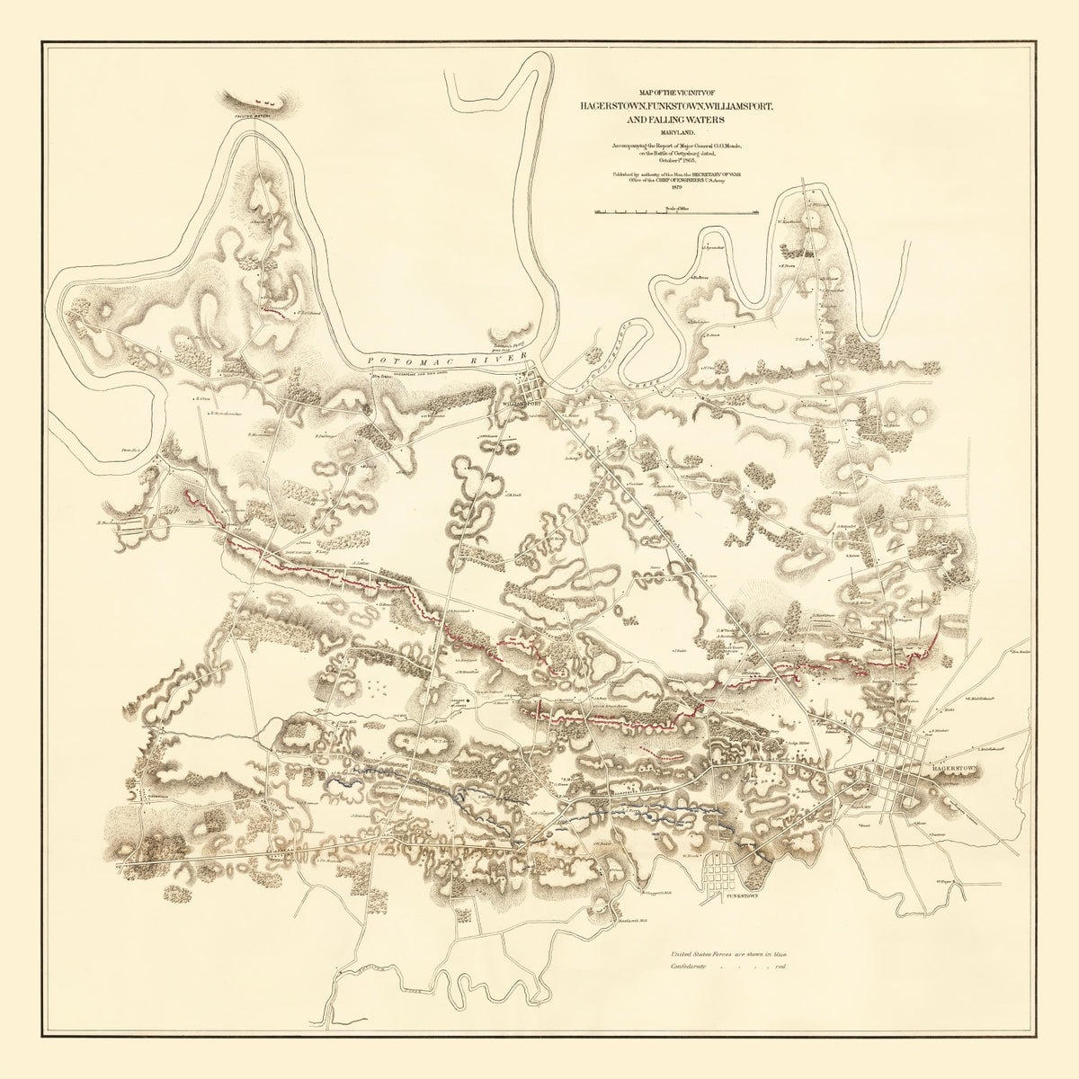 Preview of Vintage Map of Hagerstown & Funkstown, 1879