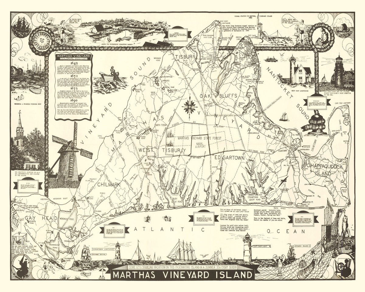 Preview of Vintage Map of Martha's Vineyard, 1935
