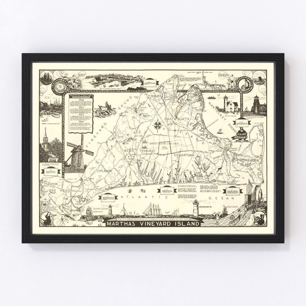 Martha's Vineyard Vintage Map 1935