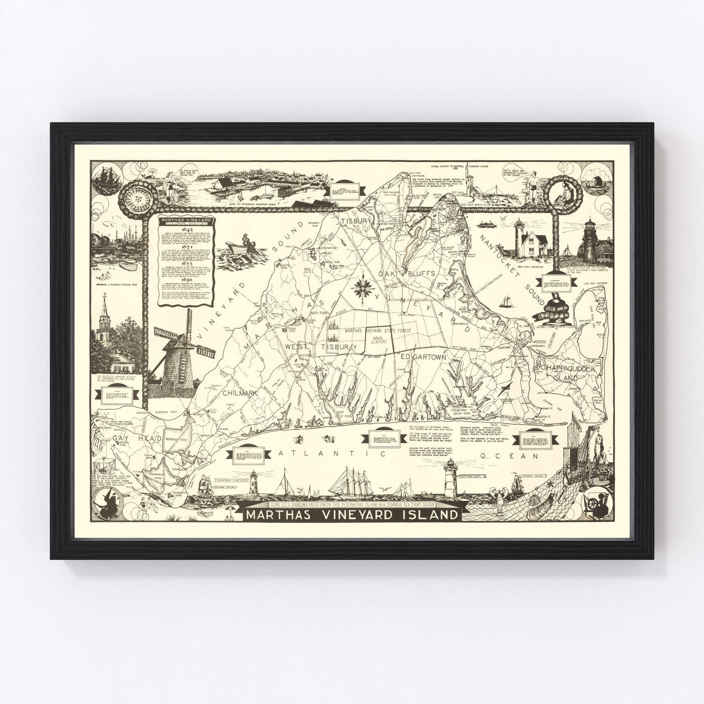 Martha's Vineyard Vintage Map 1935