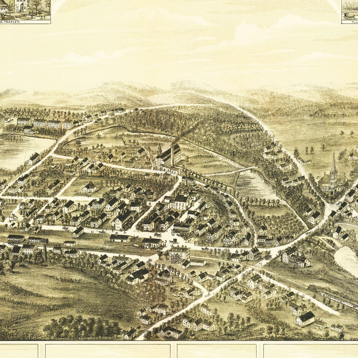 Restored historic details from the 1892 city map of Shirley, Massachusetts