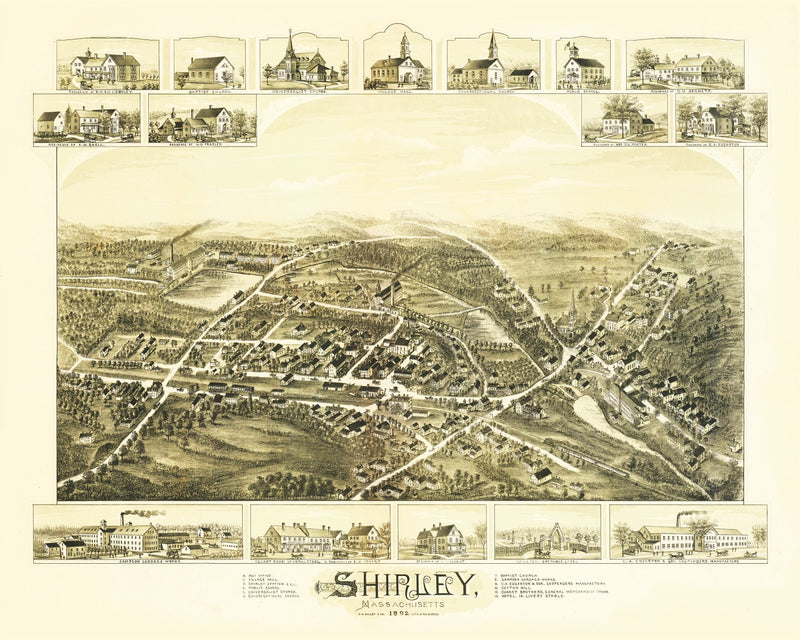Size comparison using Vintage Map of Shirley, Massachusetts 1892