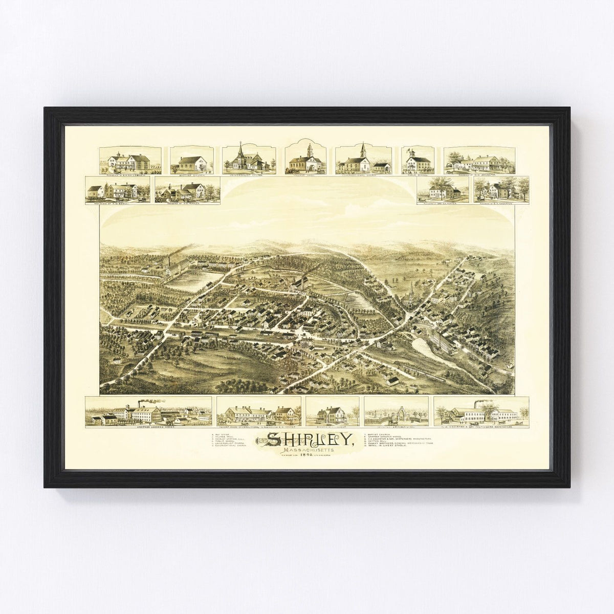Shirley Vintage Map 1892