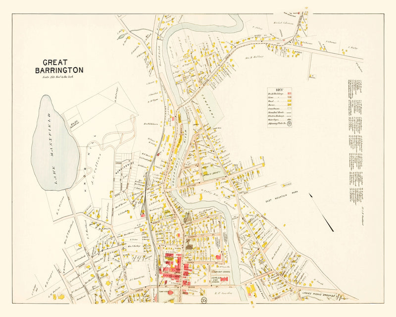 Size comparison using Vintage Map of Great Barrington, Massachusetts 1900