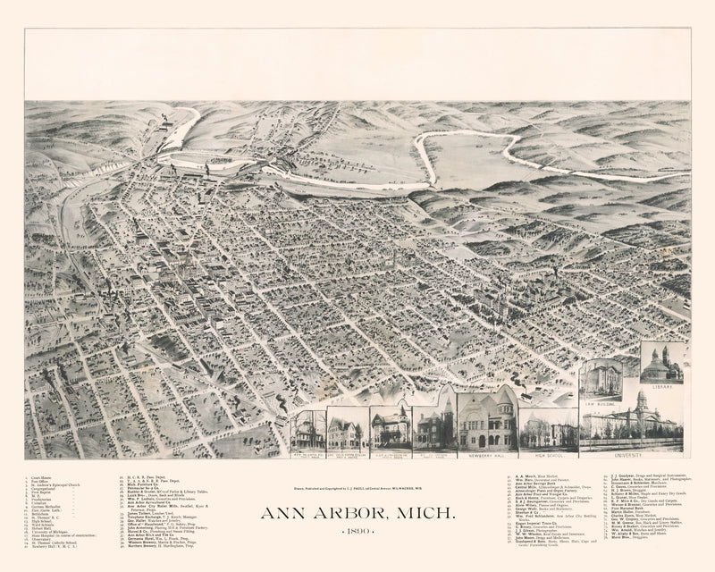 Size comparison using Vintage Map of Ann Arbor, Michigan 1890