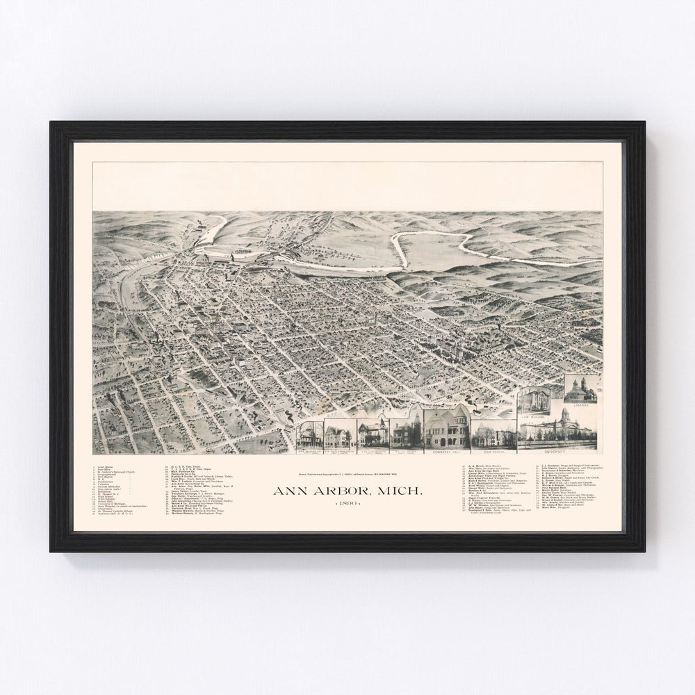 Ann Arbor Vintage Map 1890