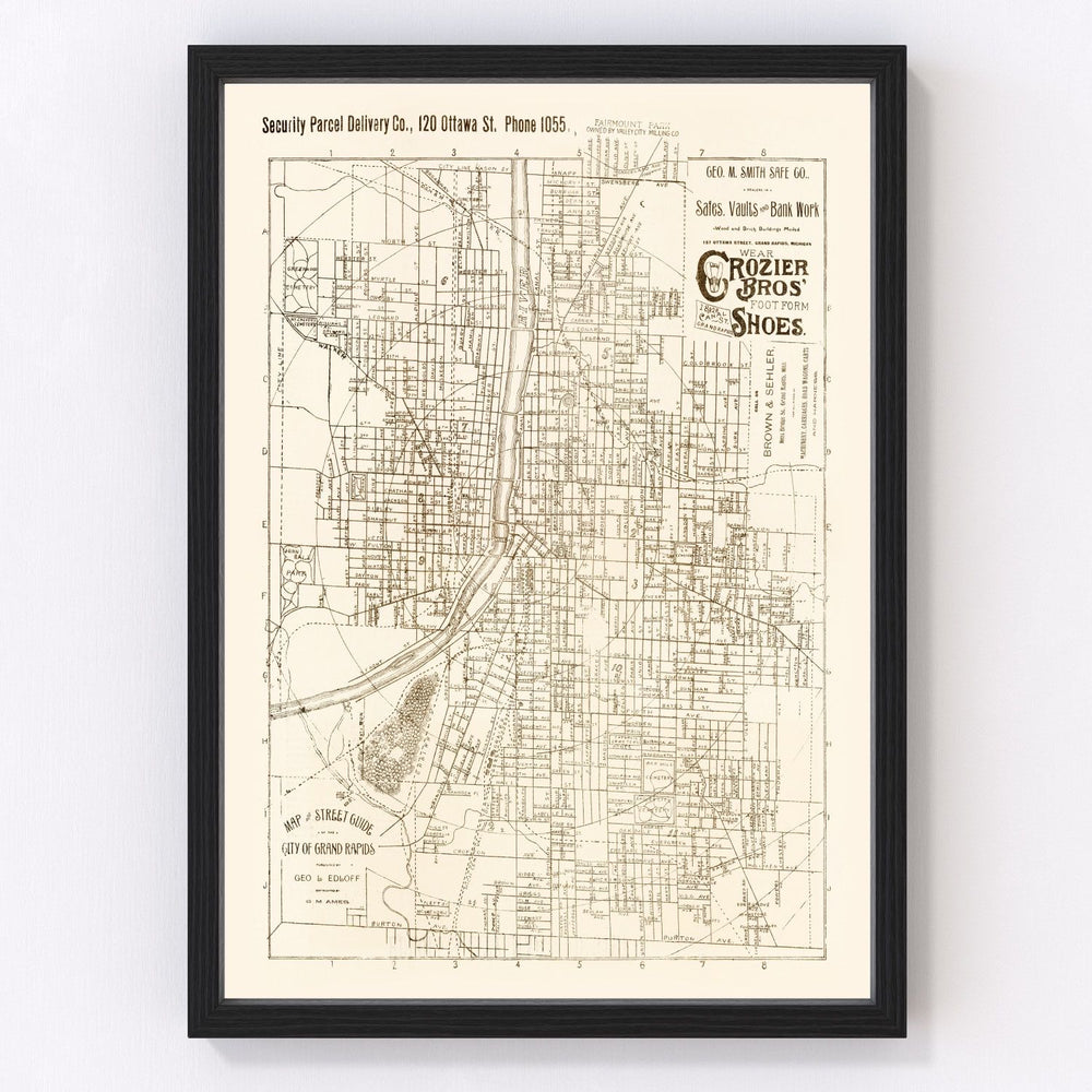 Grand Rapids Vintage Map 1893