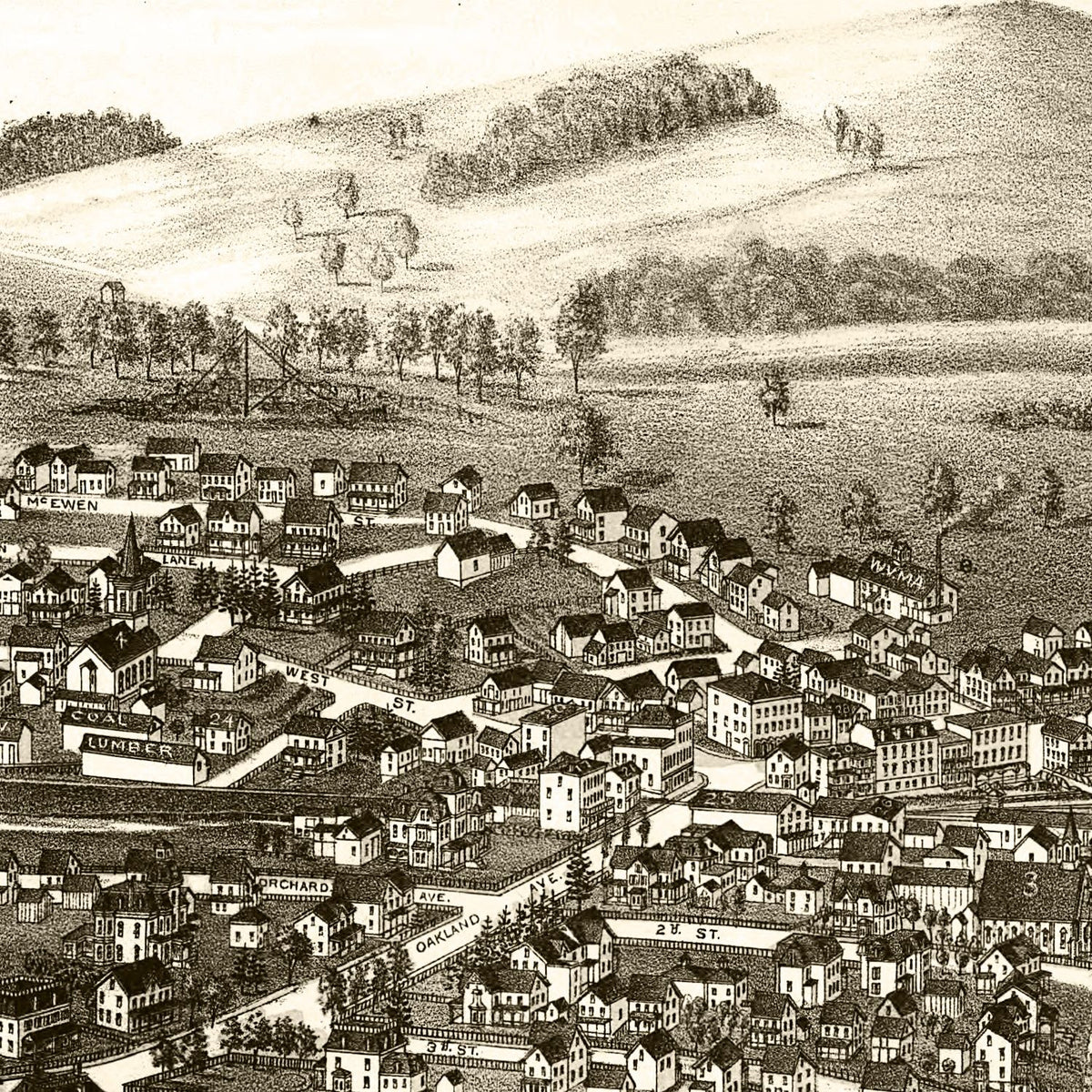 Restored historic details from the 1887 city map of Warwick, New York