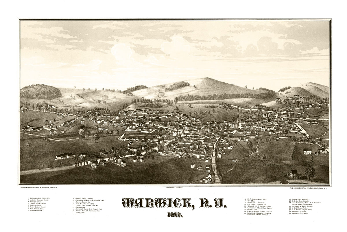 Preview of Vintage Map of Warwick, New York 1887