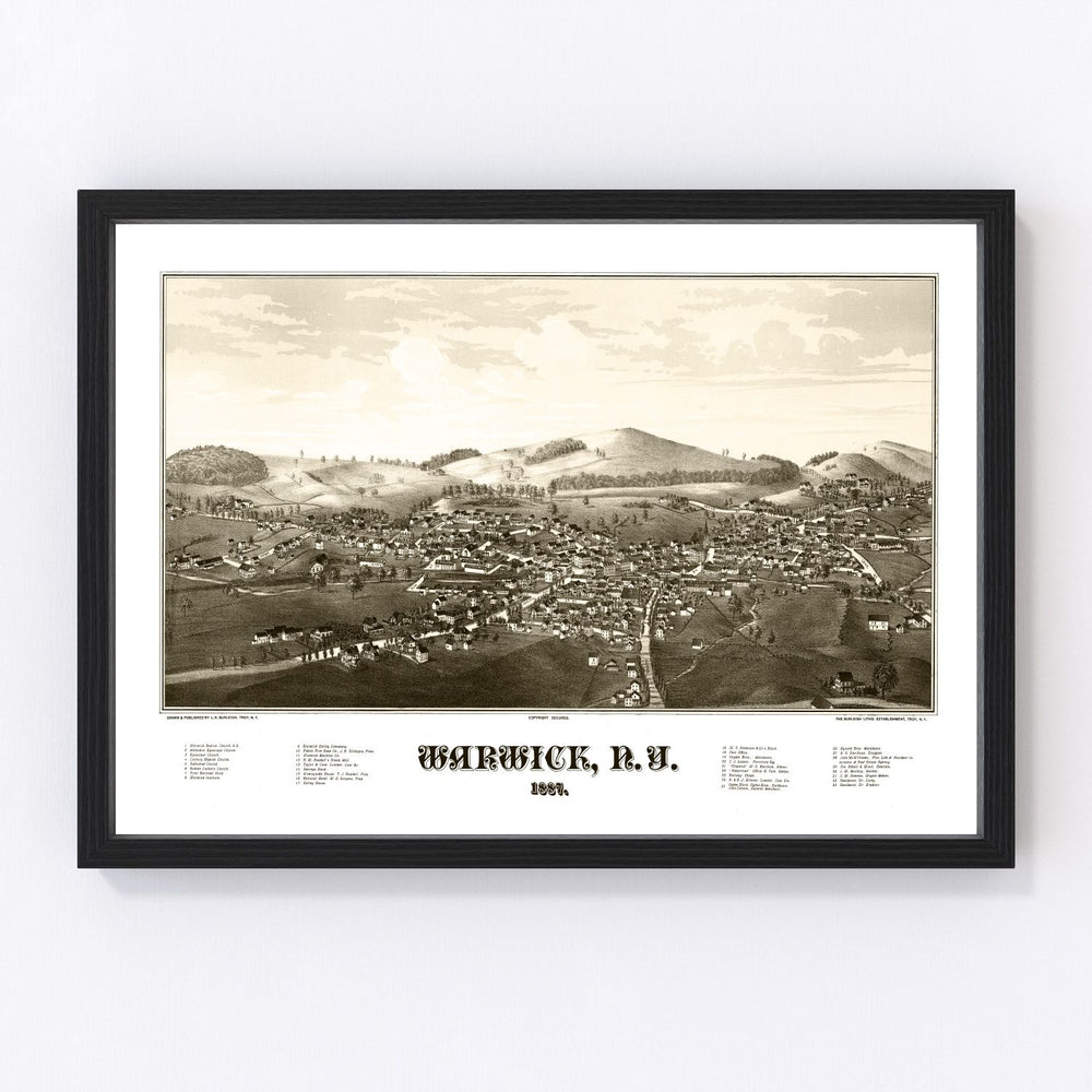 Warwick Vintage Map 1887