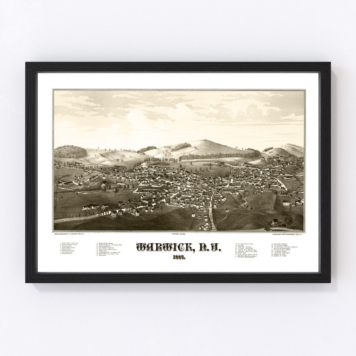 Warwick Vintage Map 1887