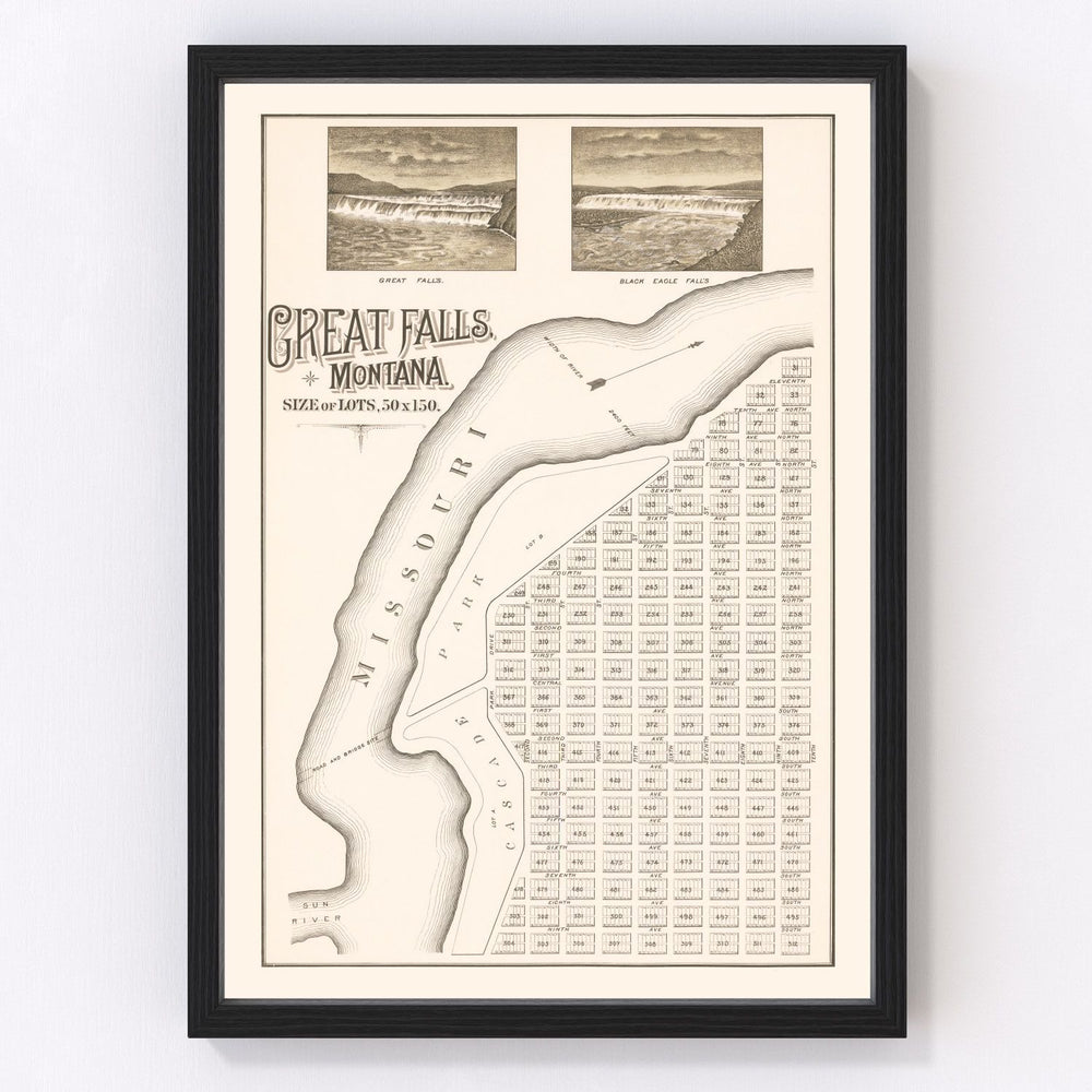 Great Falls Vintage Map 1883