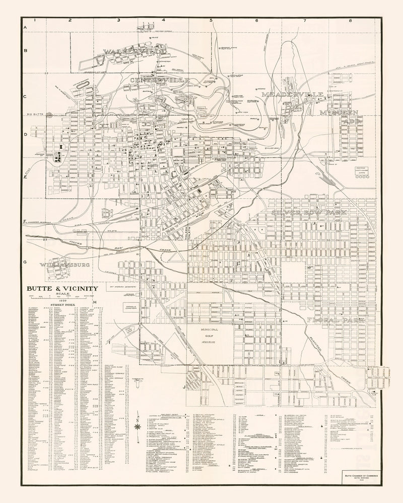 Size comparison using Vintage Map of Butte, Montana 1939