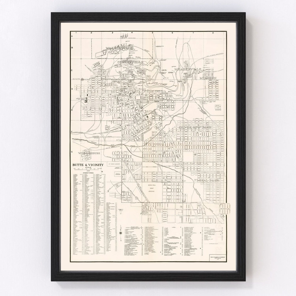 Butte Vintage Map 1939