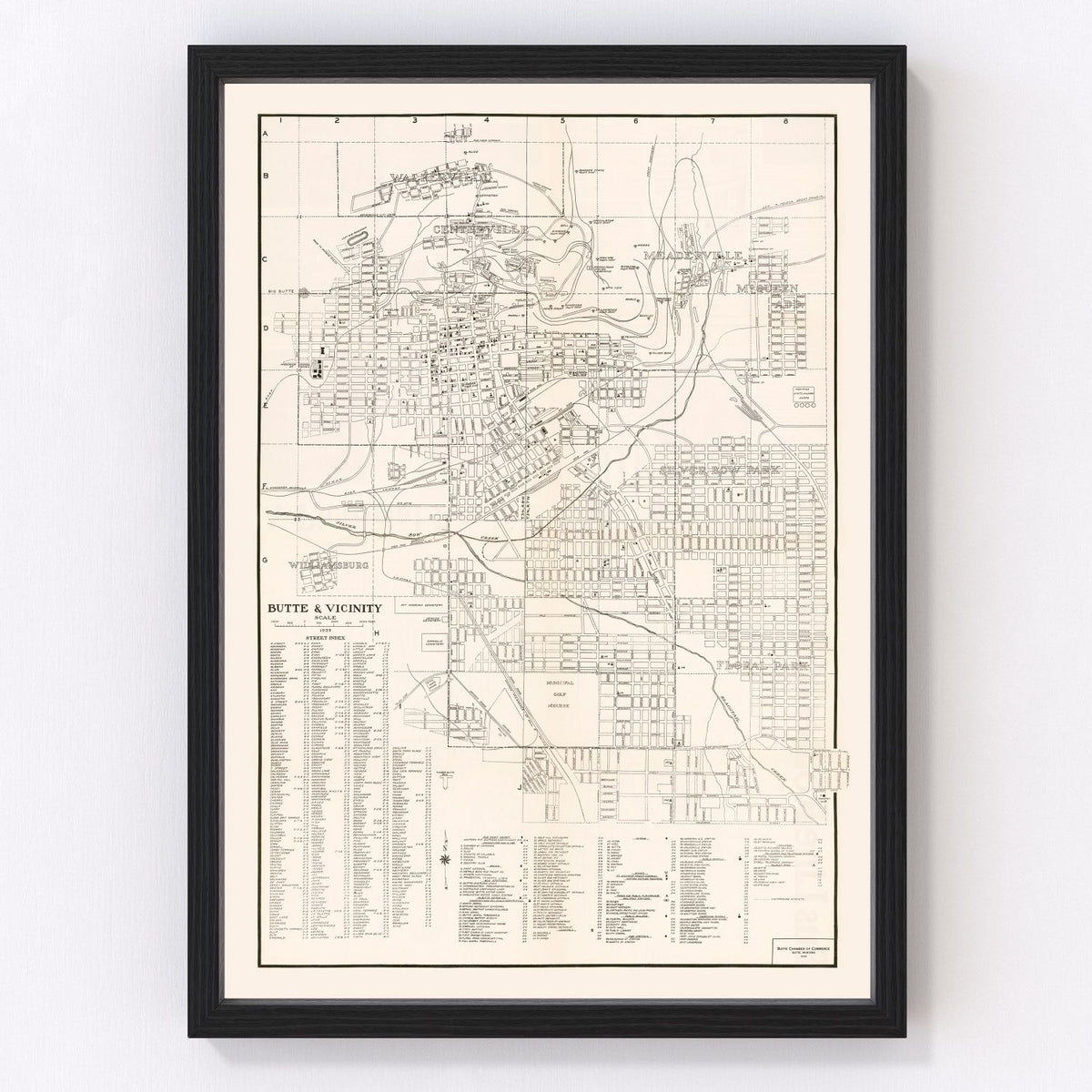 Butte Vintage Map 1939