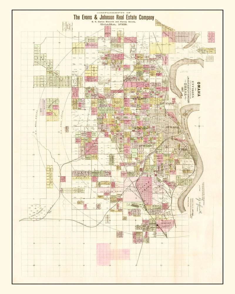 Size comparison using Vintage Map of Omaha, Nebraska 1887