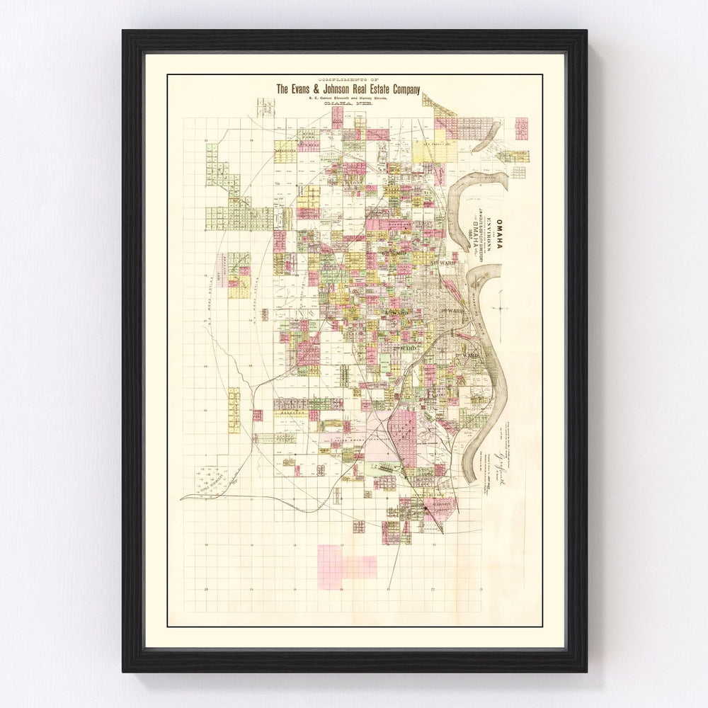 Omaha Vintage Map 1887